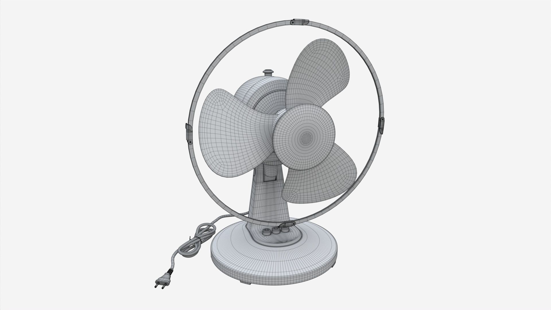 Table Fan White 3D model_6