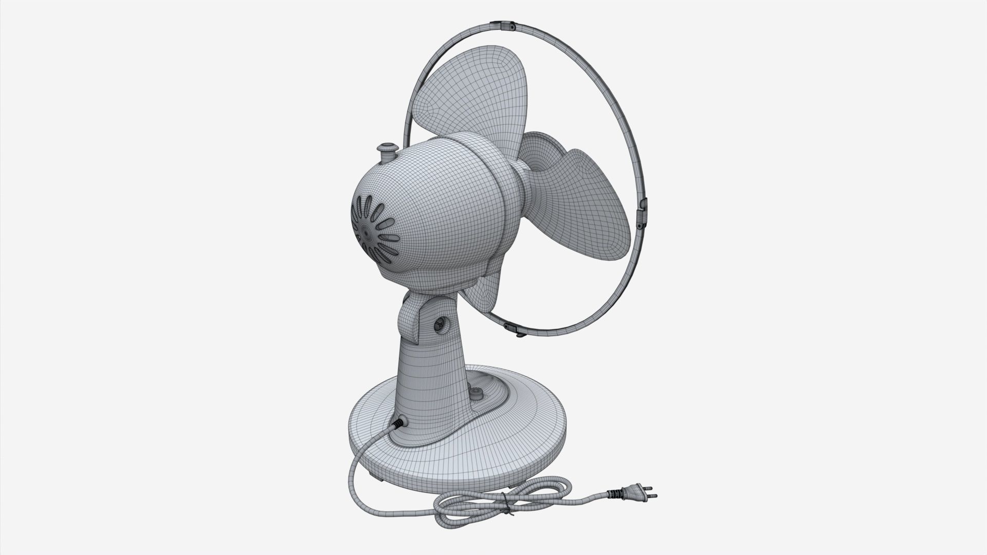 Table Fan White 3D model_7