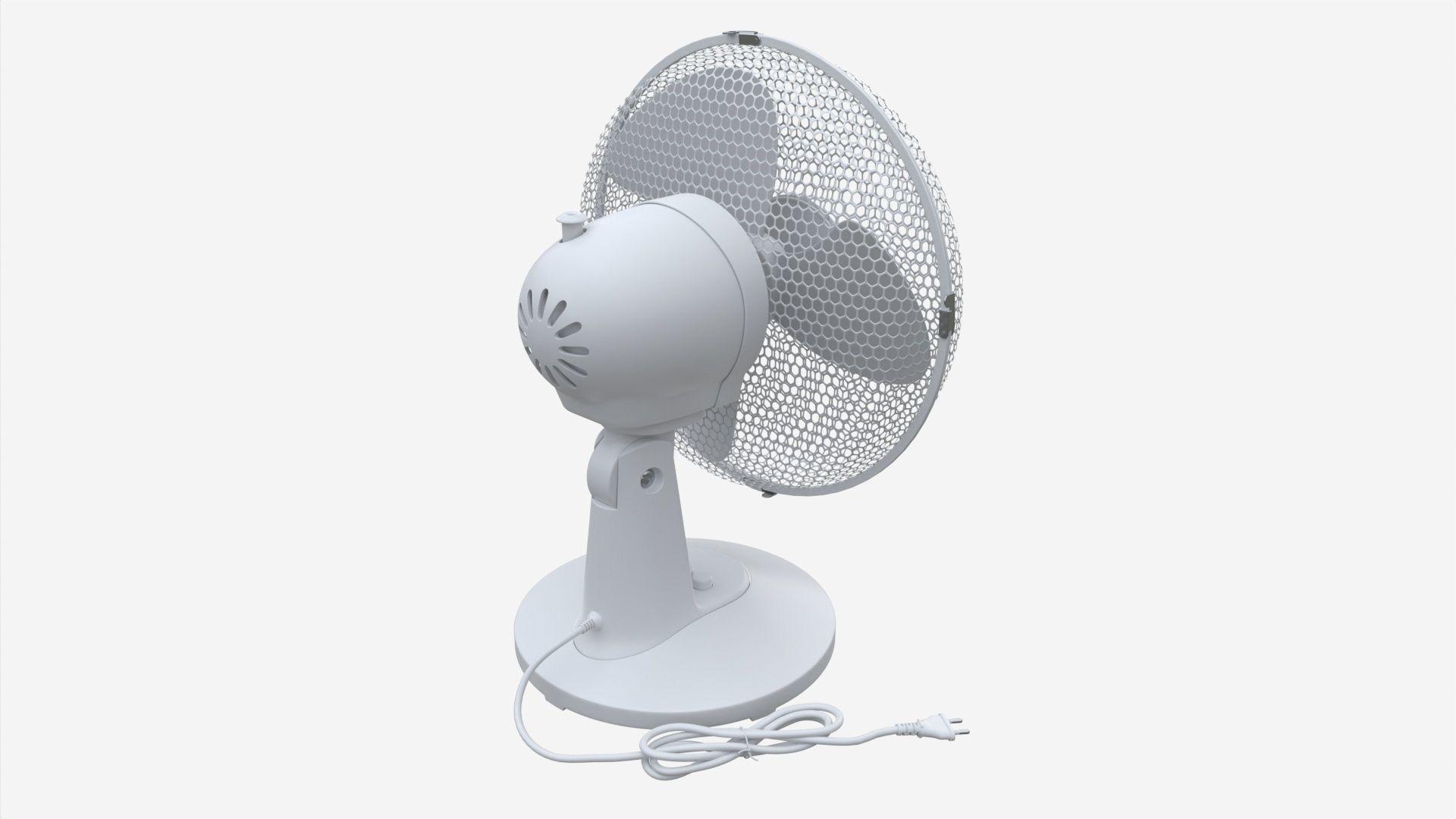 Table Fan White 3D model_1