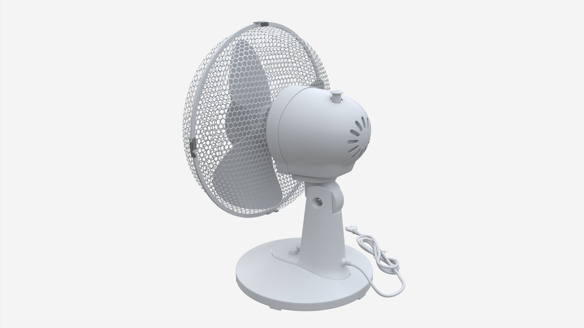 Table Fan White 3D model_2