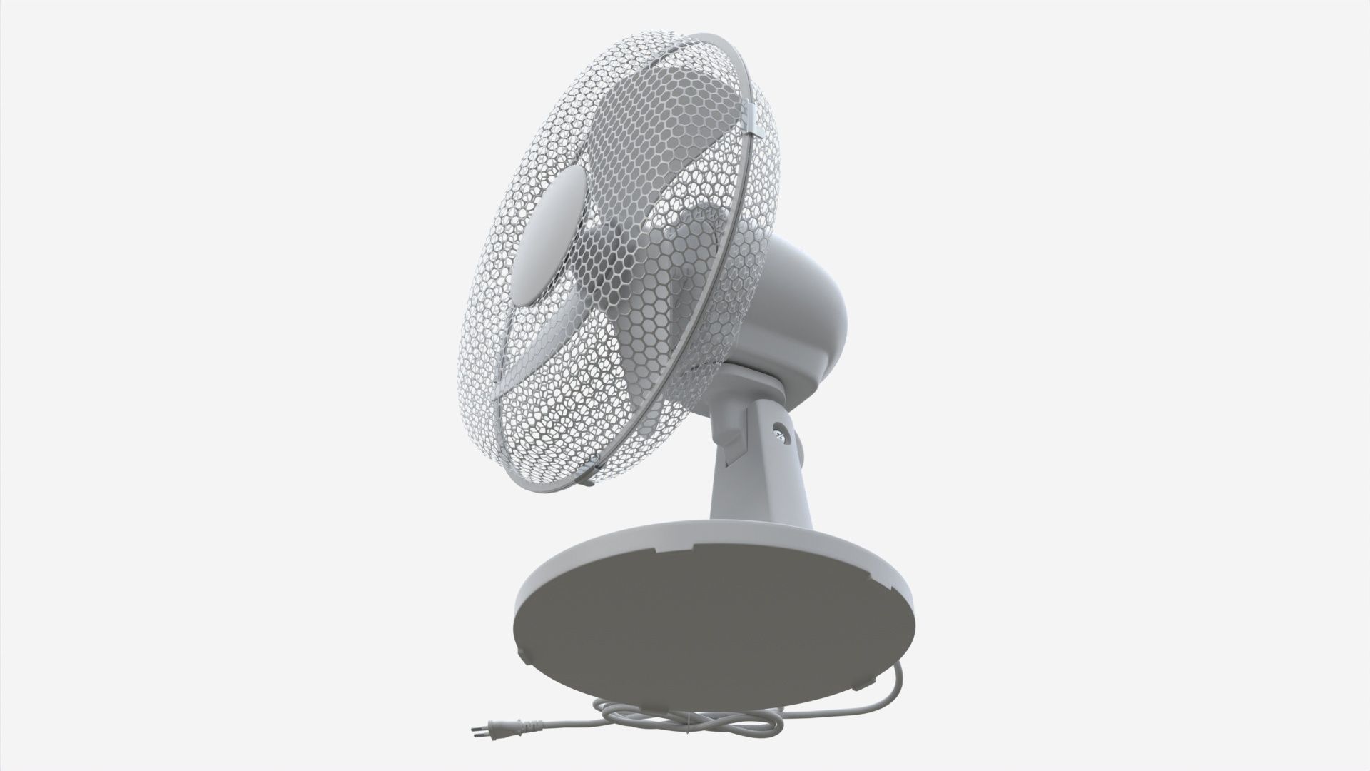 Table Fan White 3D model_4