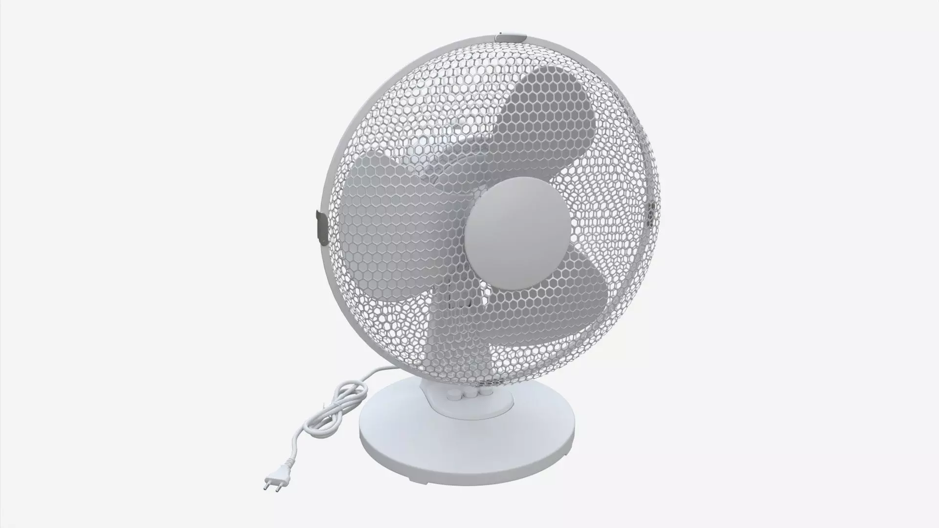 Table Fan White 3D model_0