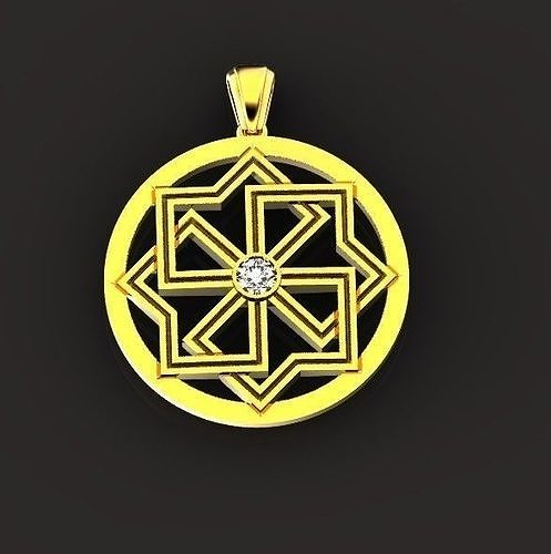 pendant Slavic amulet Molvinets with diamond 455 3D print model