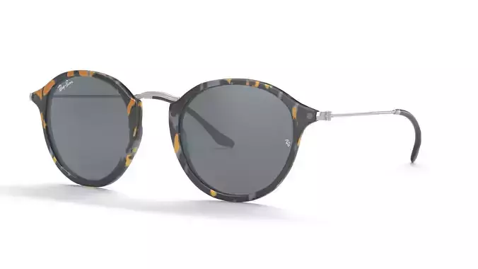 Ray Ban Round Fleck Non Polarized Tortoise Gunmetal Sunglass 3D model