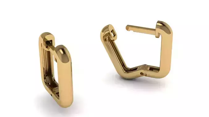 Rectangular Hoop Earring Clicker Huggie