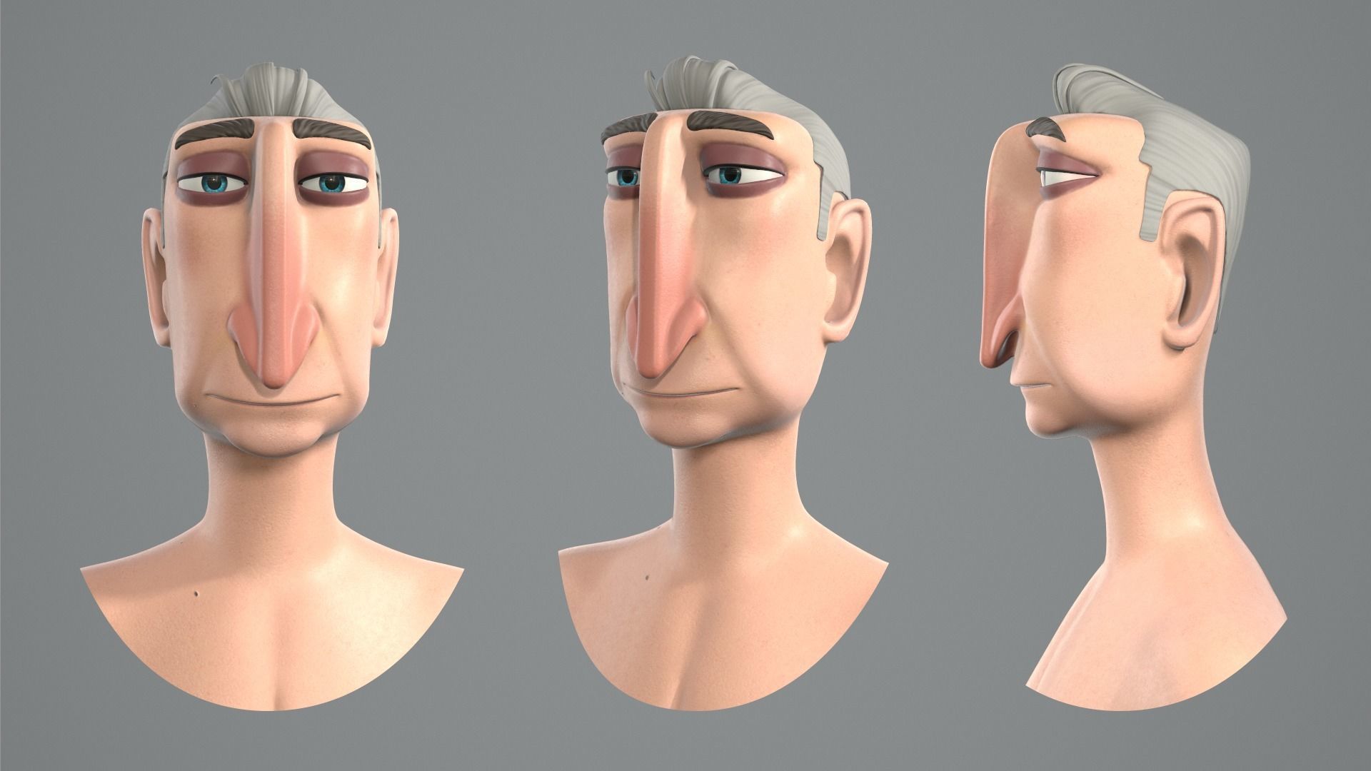 Cartoon male character Alfred base mesh Low-poly 3D model_6