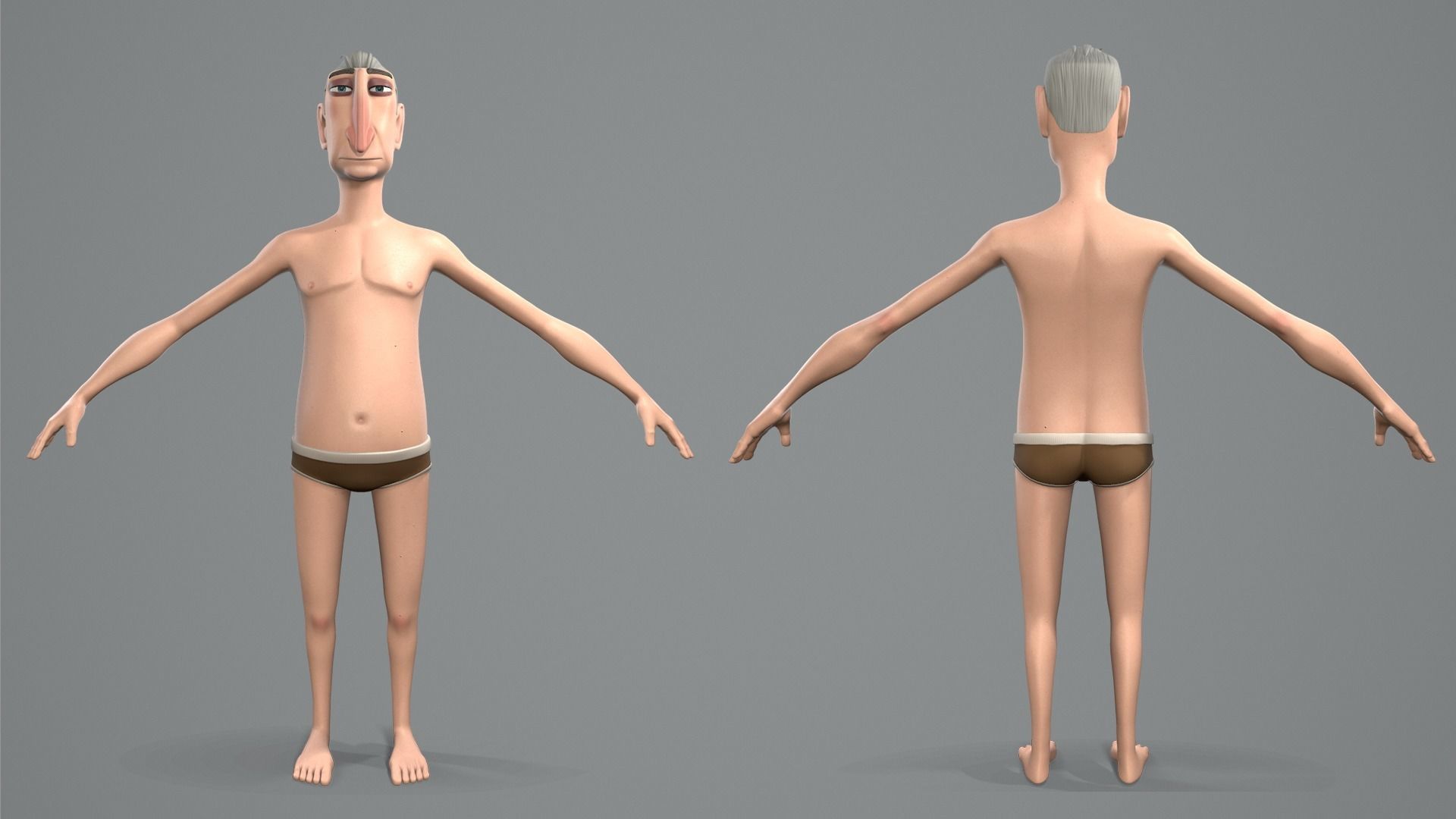 Cartoon male character Alfred base mesh Low-poly 3D model_2
