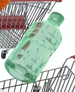 Bottle shopping cart with in it