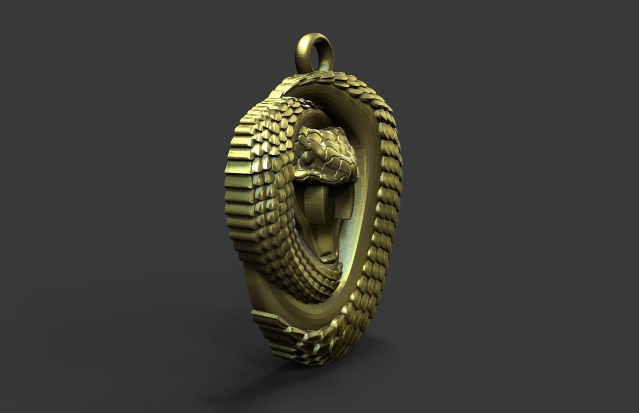 Snake pendant  3D print model_2