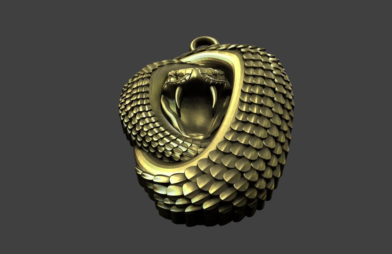 Snake pendant  3D print model_3