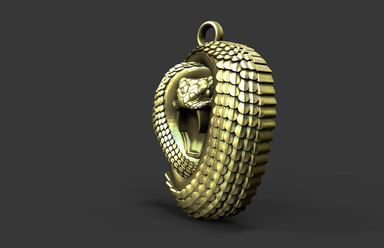Snake pendant  3D print model_1