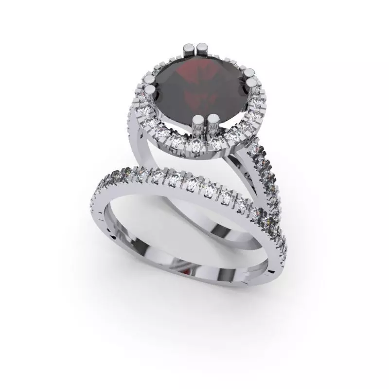 Fashion Diamond Ring 3D print model 3D print model_0