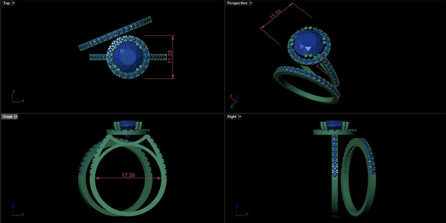 Fashion Diamond Ring 3D print model 3D print model_4