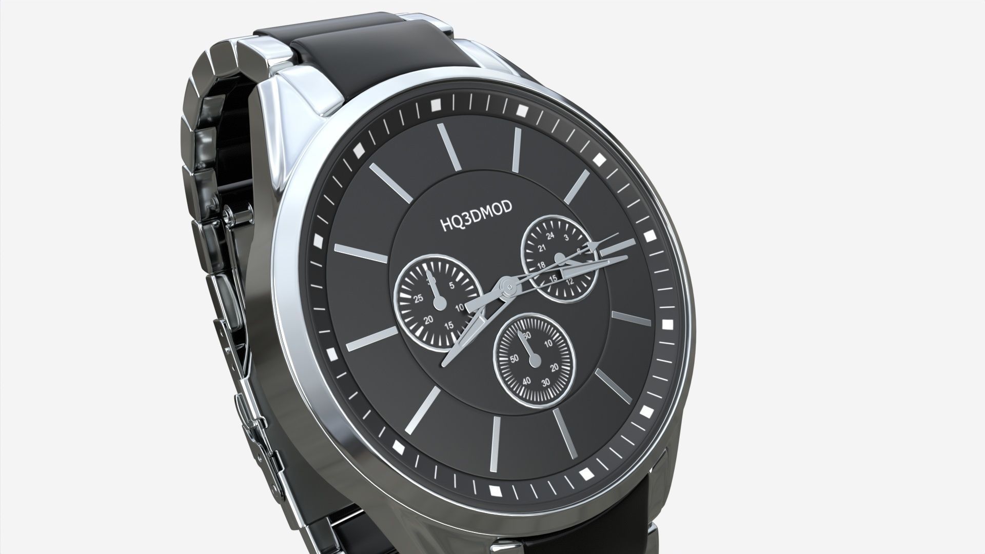 Wristwatch with Steel Bracelet in box 01 3D model_7