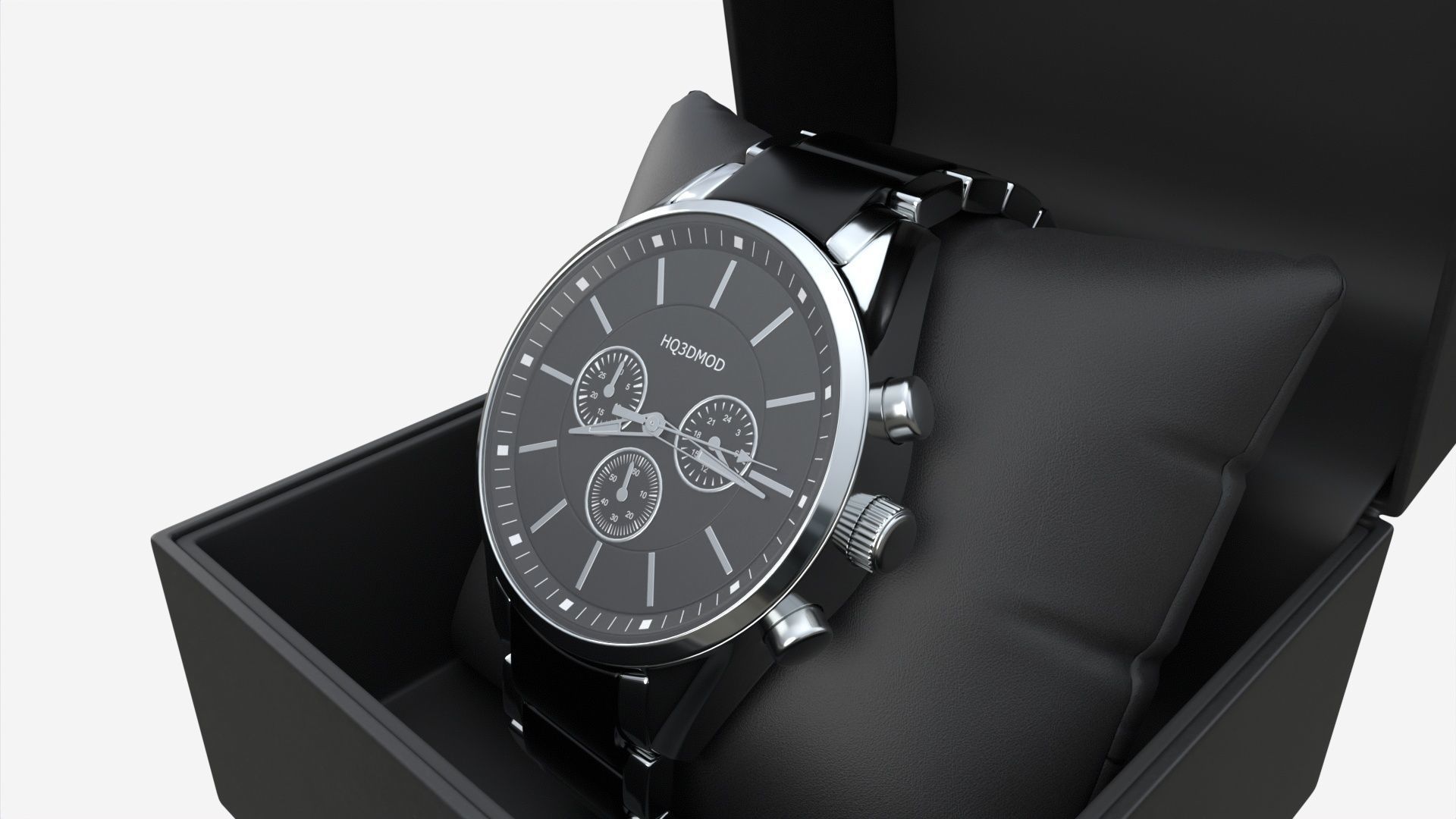 Wristwatch with Steel Bracelet in box 01 3D model_1