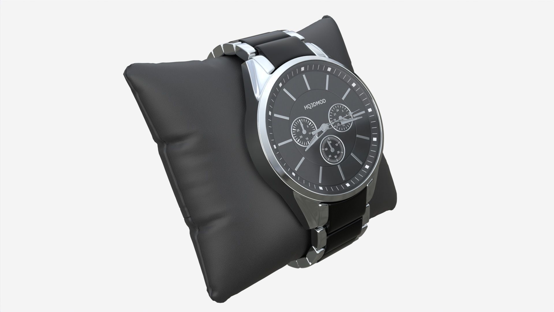 Wristwatch with Steel Bracelet in box 01 3D model_2