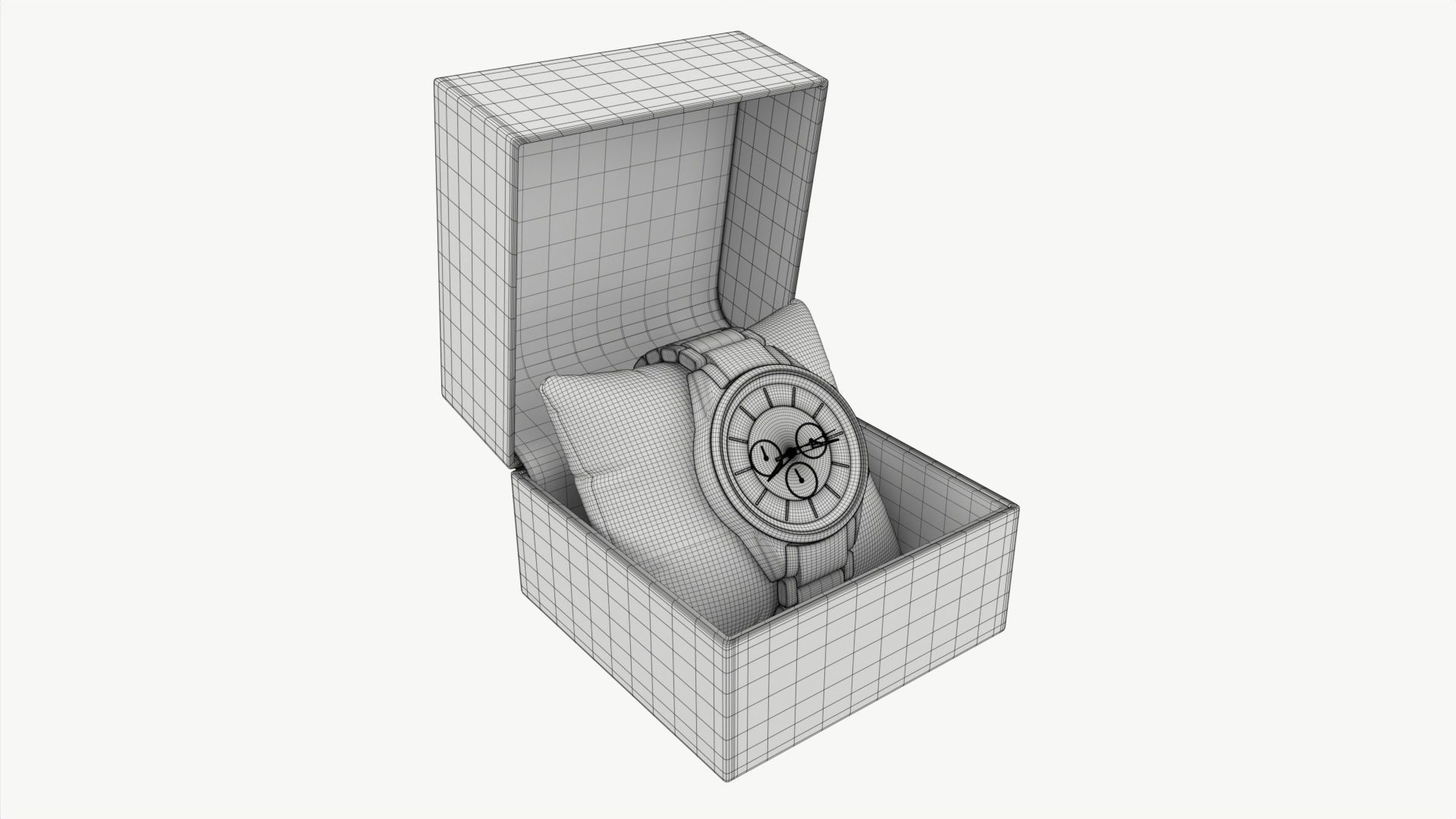 Wristwatch with Steel Bracelet in box 01 3D model_10