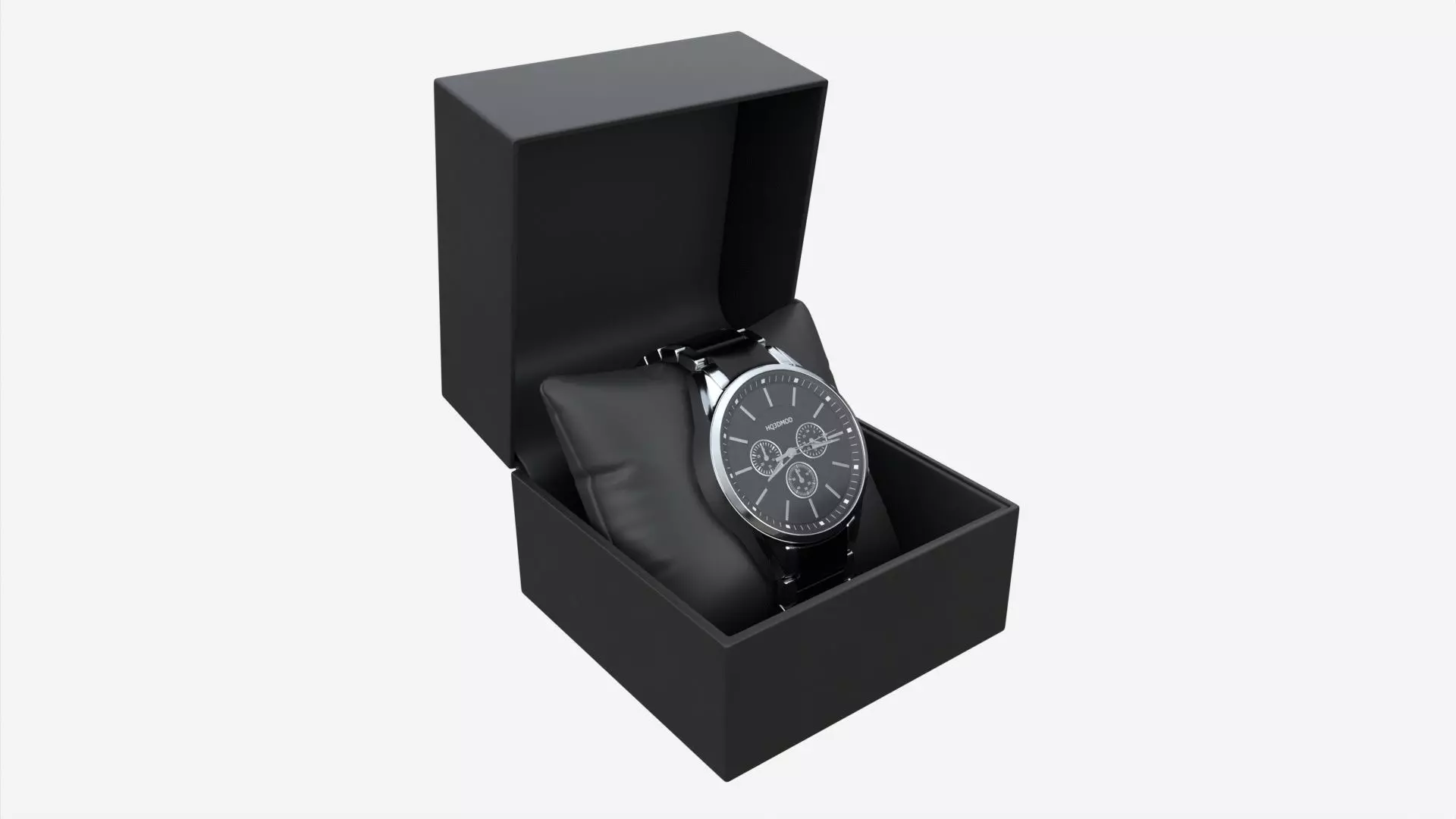 Wristwatch with Steel Bracelet in box 01 3D model_0