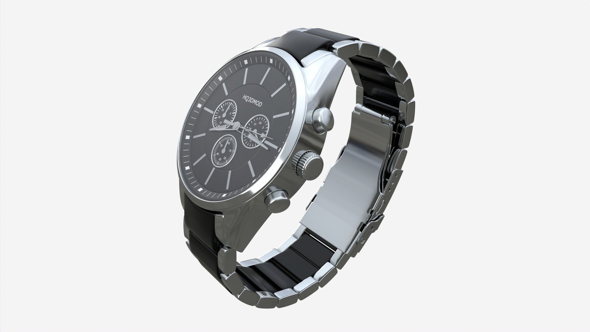Wristwatch with Steel Bracelet in box 01 3D model_4