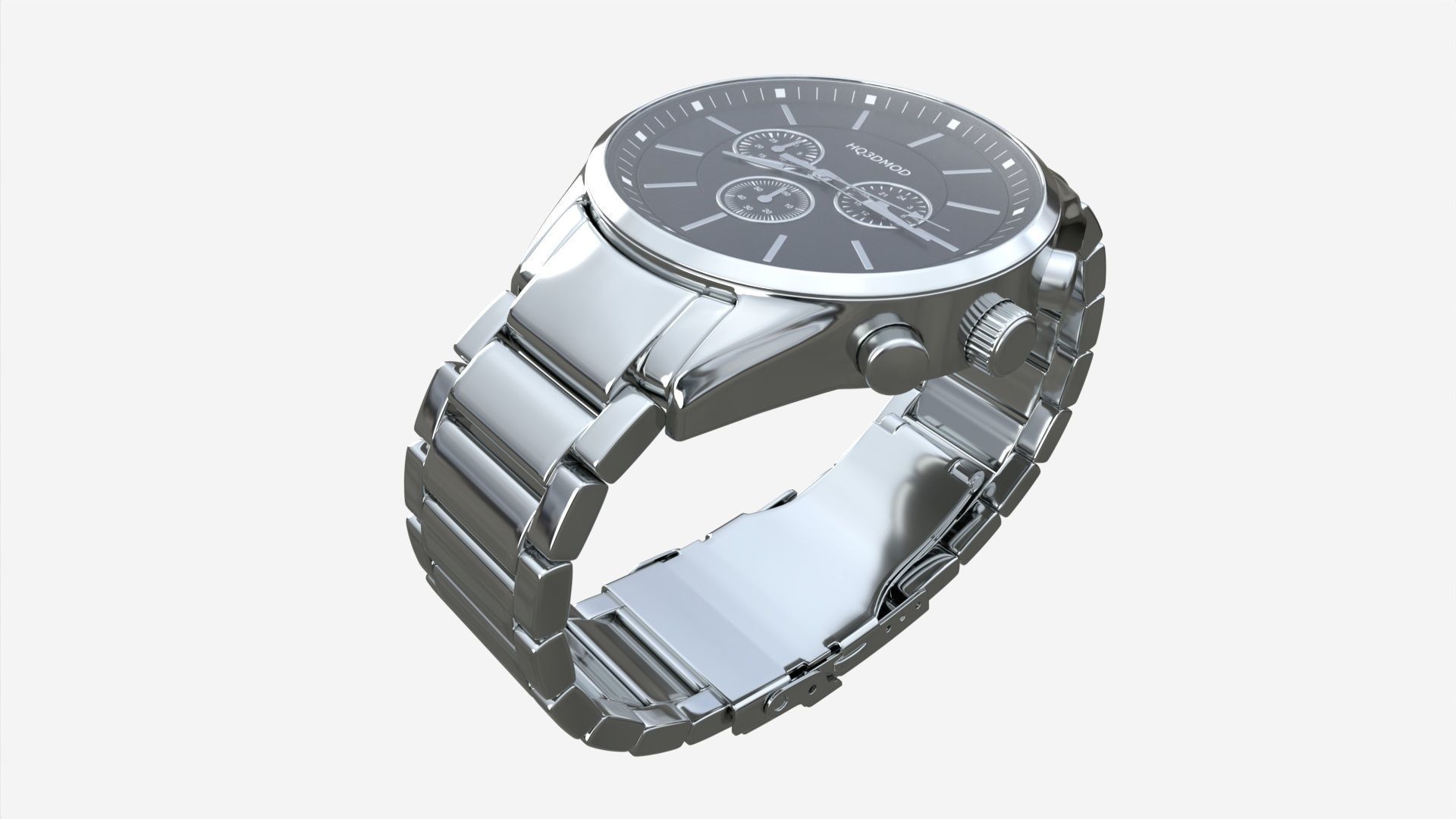 Wristwatch with Steel Bracelet in box 02 3D model_2
