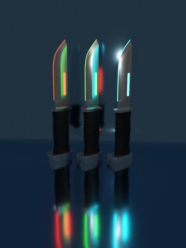 Neon knife Low-poly 3D model_6