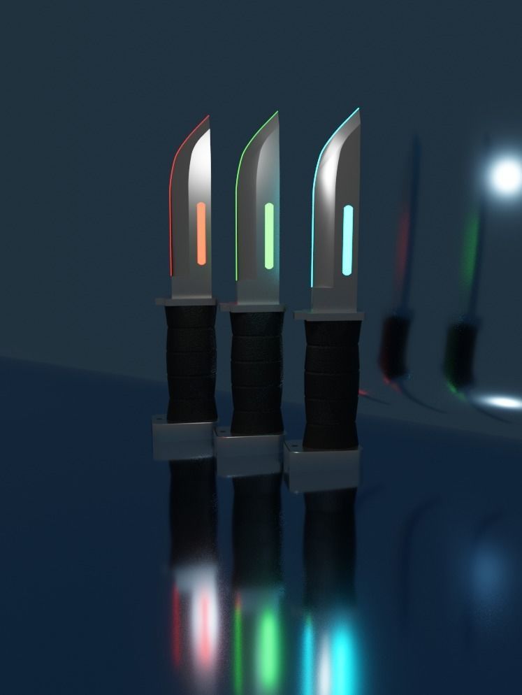 Neon knife Low-poly 3D model_7