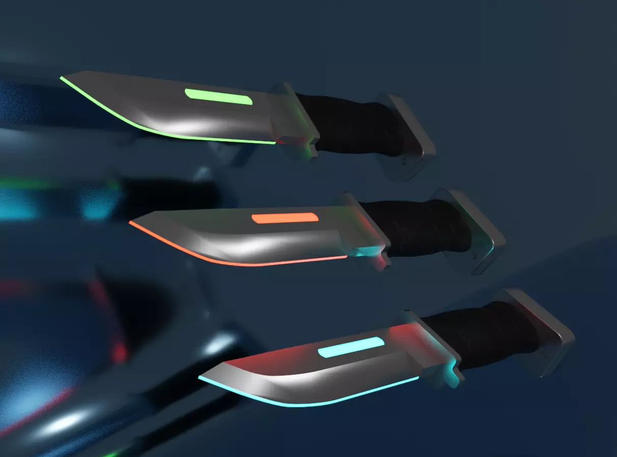 Neon knife Low-poly 3D model_0