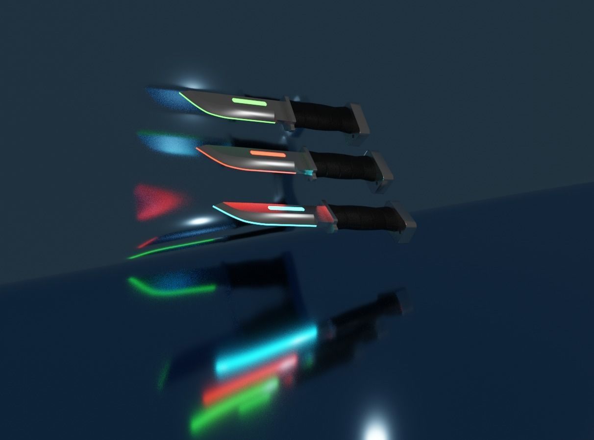 Neon knife Low-poly 3D model_2