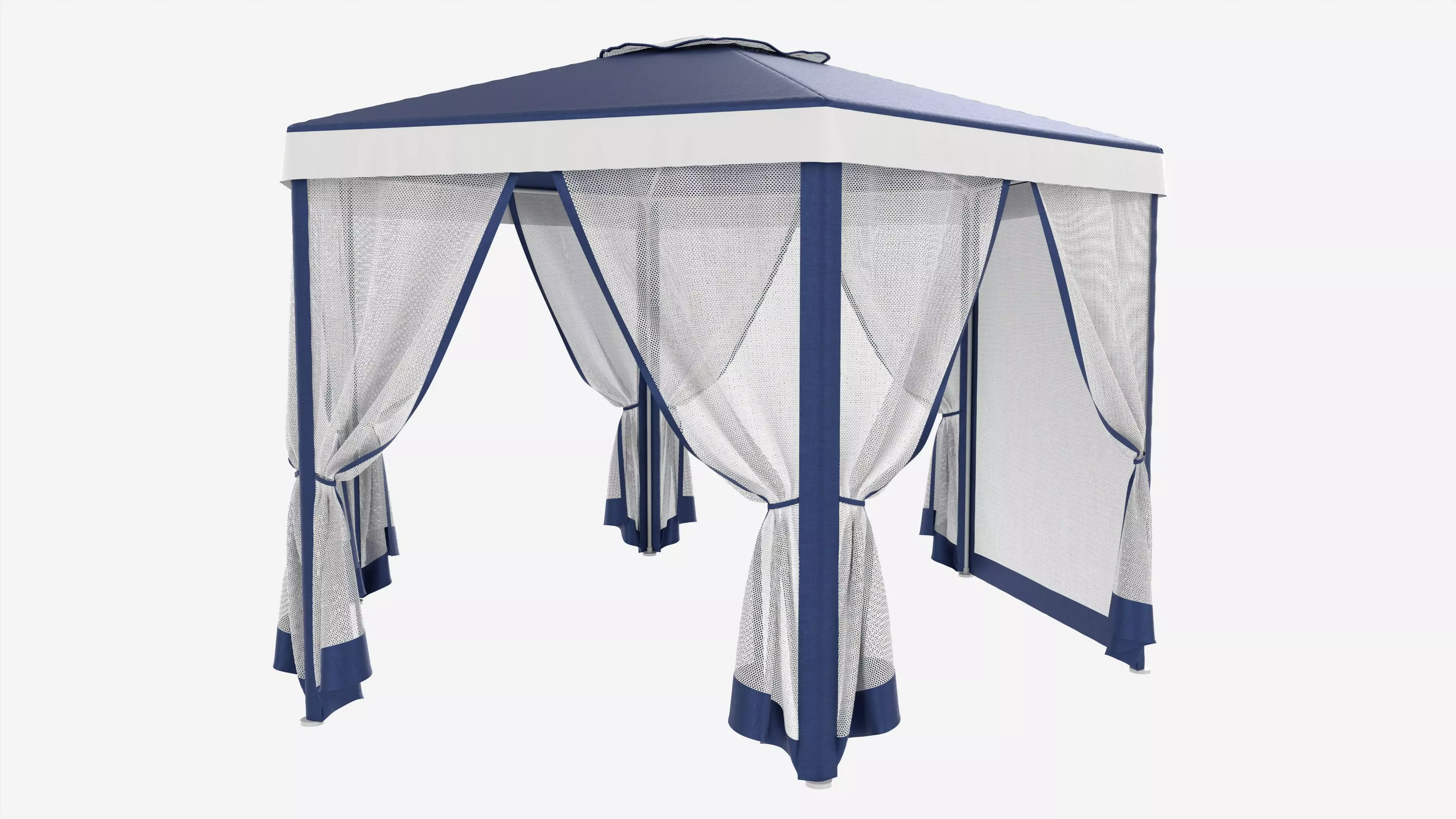 Hexagonal Garden Gazebo with Side Panels 01 3D model