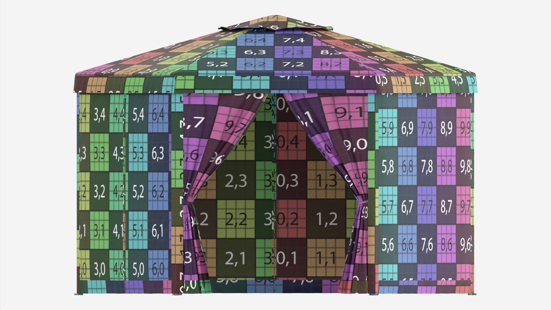 Hexagonal Garden Gazebo with Side Panels 02 3D model_6