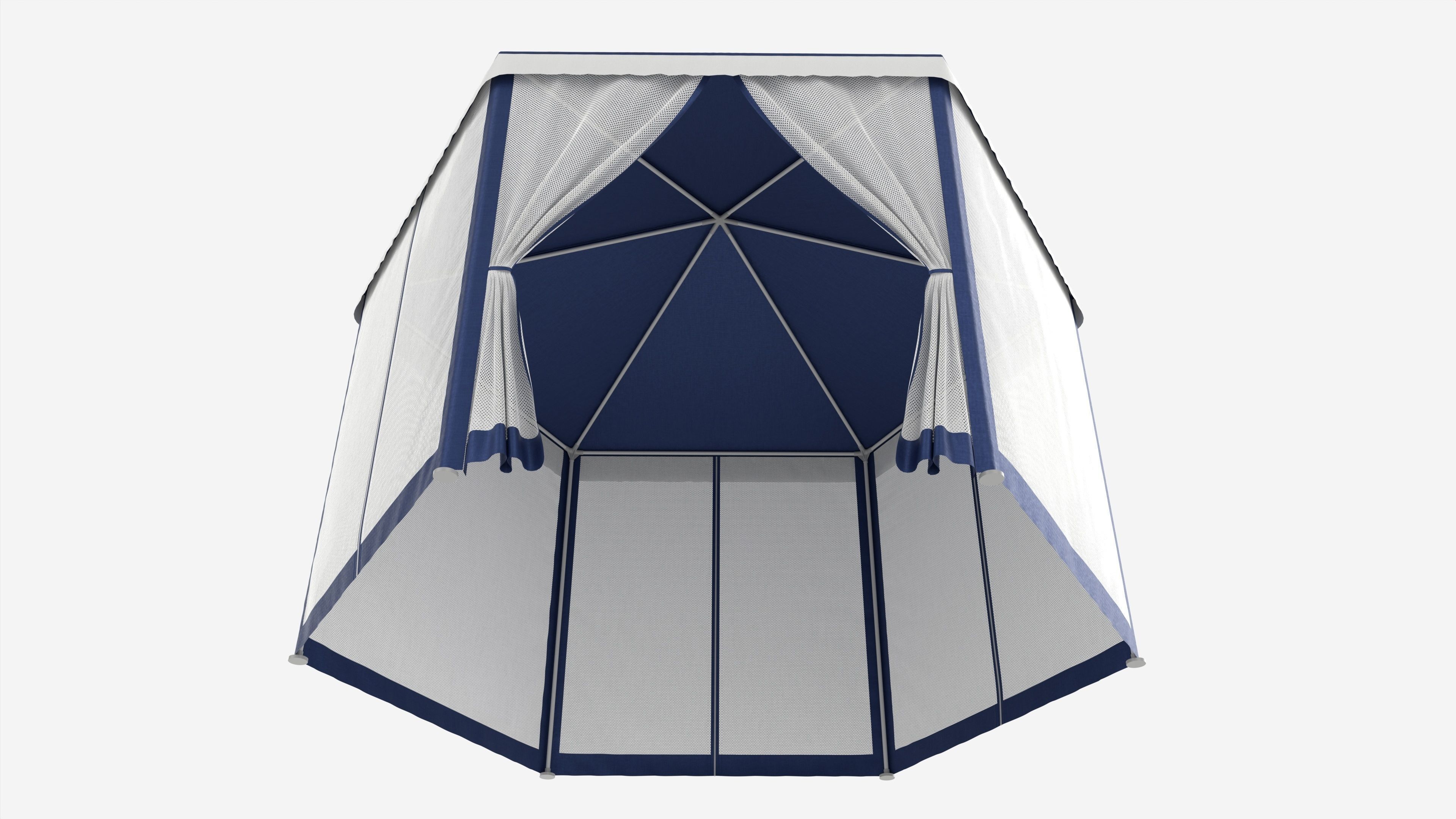 Hexagonal Garden Gazebo with Side Panels 02 3D model_2