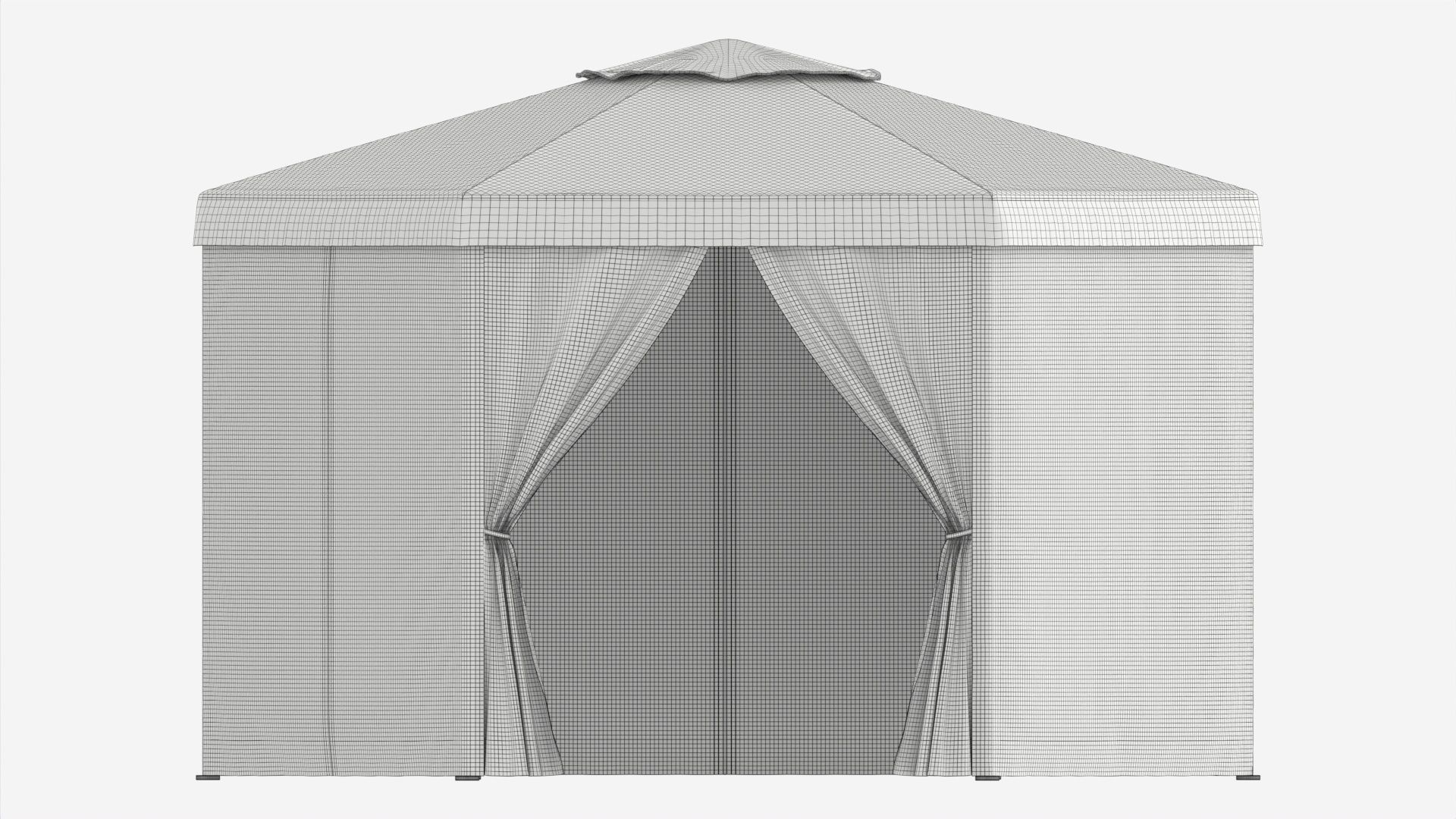 Hexagonal Garden Gazebo with Side Panels 02 3D model_5
