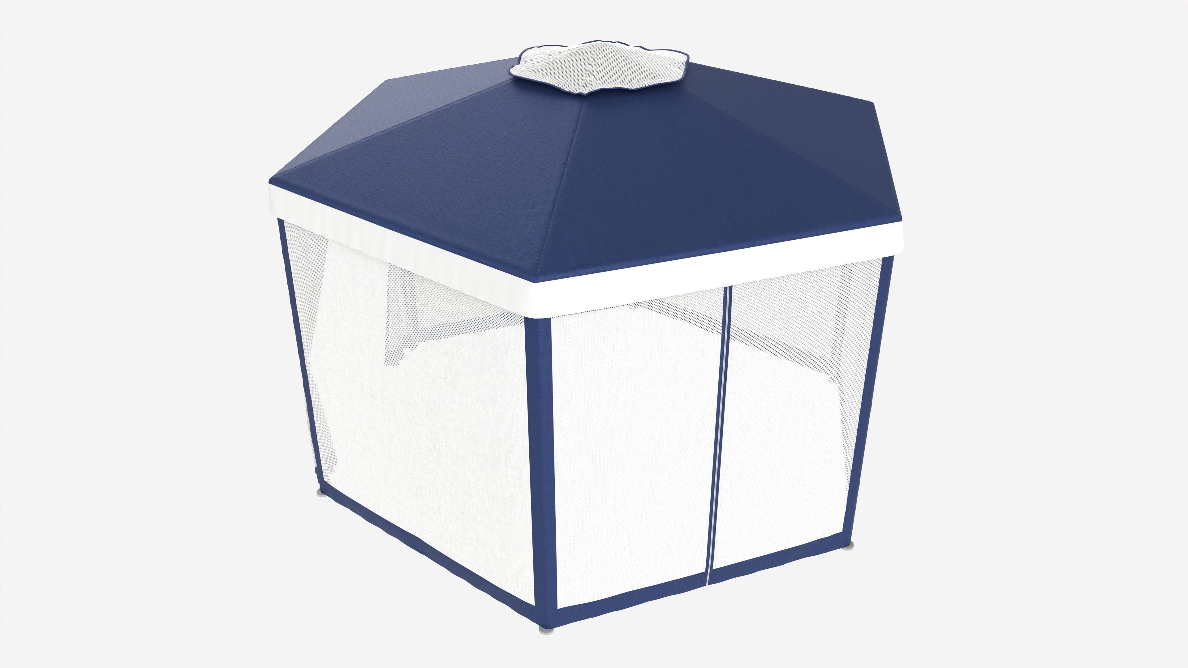 Hexagonal Garden Gazebo with Side Panels 02 3D model_1