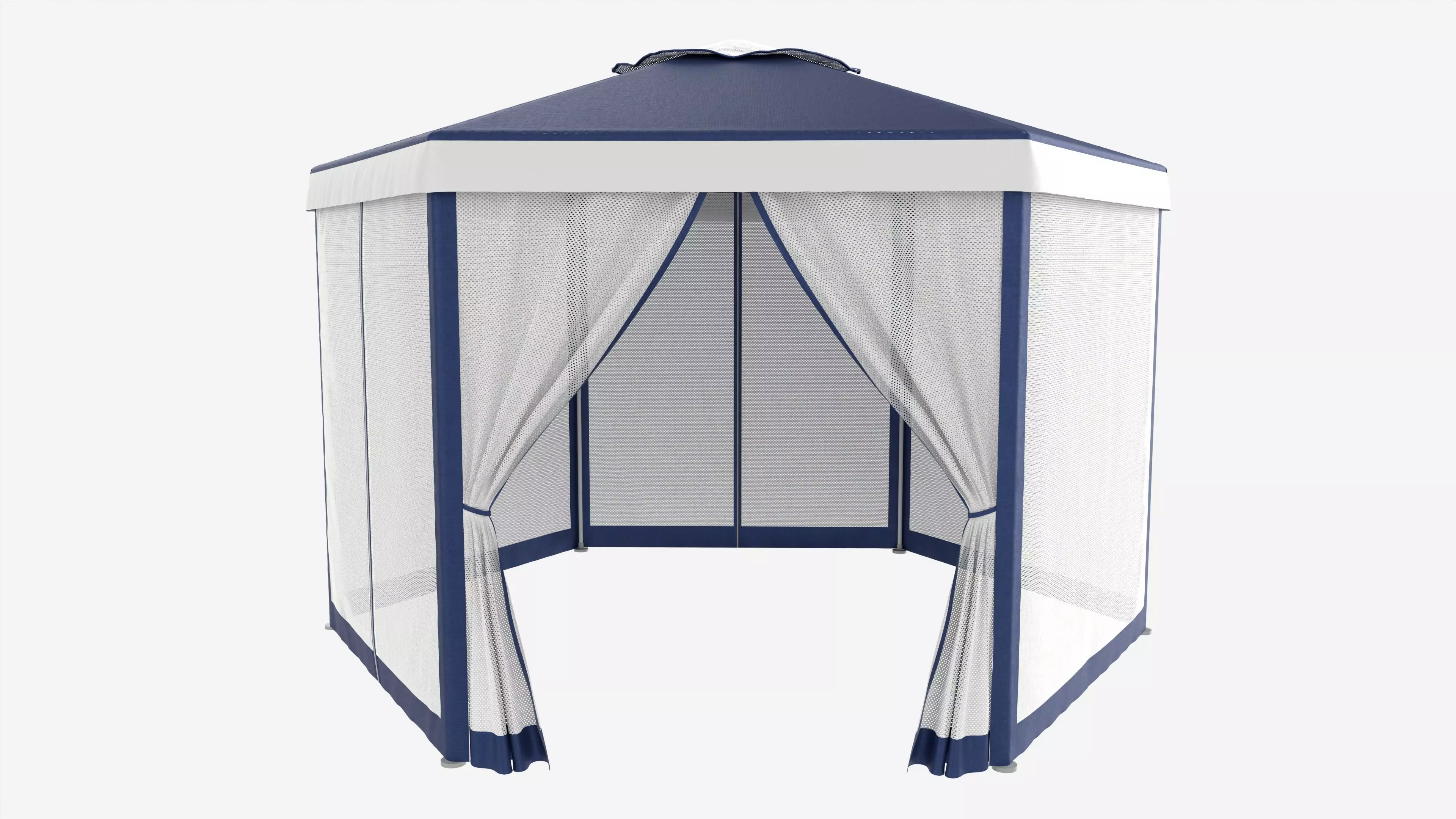 Hexagonal Garden Gazebo with Side Panels 02 3D model_0