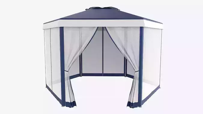 Hexagonal Garden Gazebo with Side Panels 02