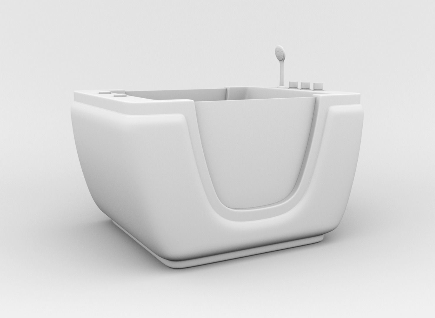 Jacuzzi bath tub with two faucets Low-poly 3D model_5