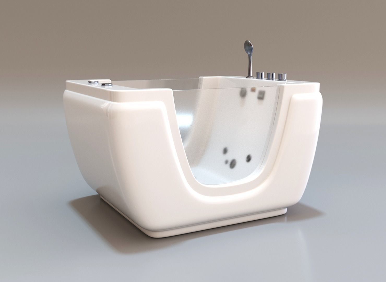 Jacuzzi bath tub with two faucets Low-poly 3D model_4