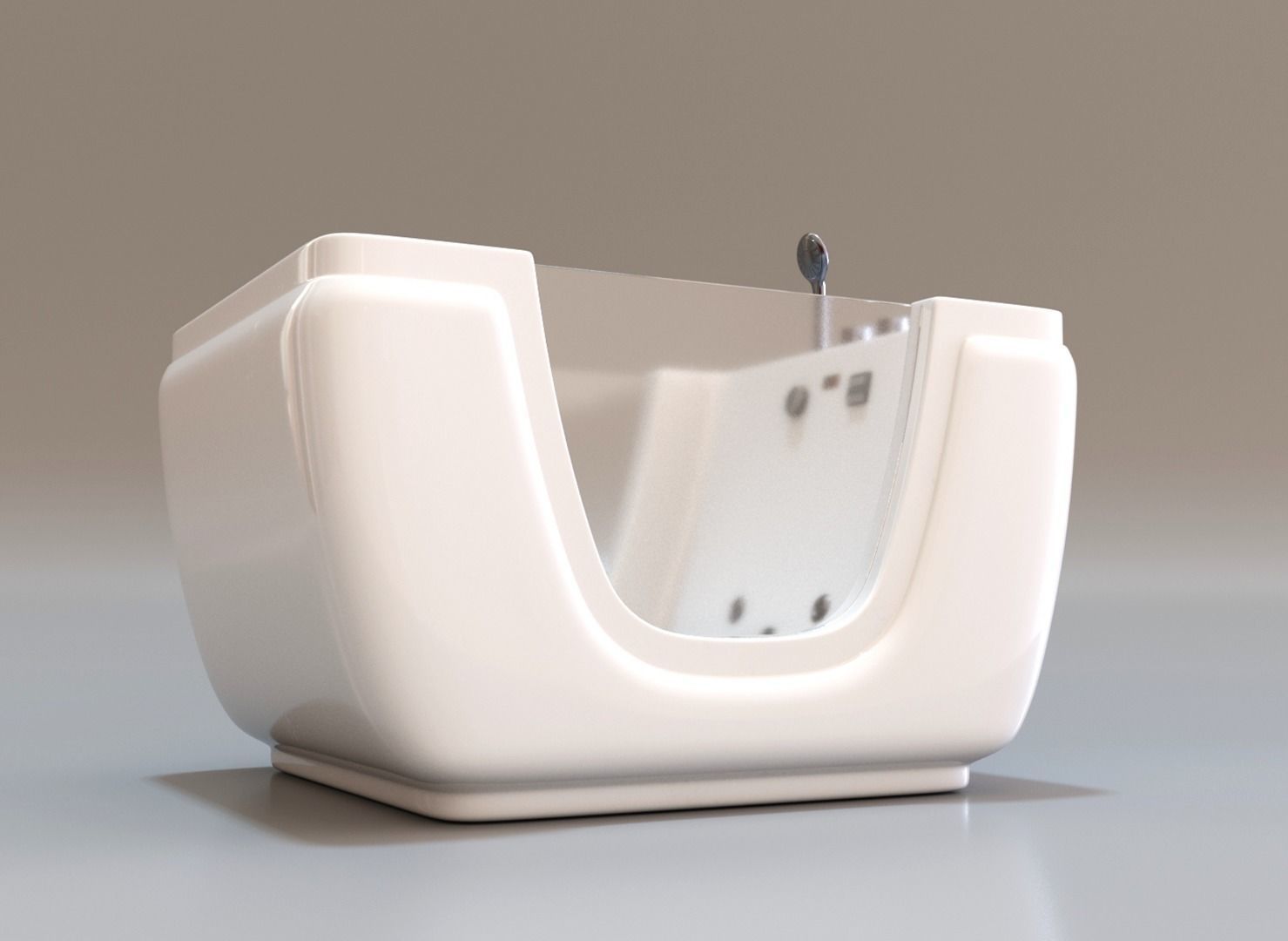Jacuzzi bath tub with two faucets Low-poly 3D model_3