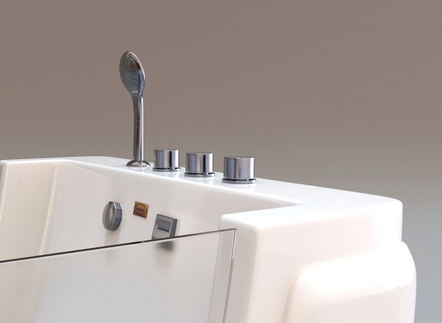 Jacuzzi bath tub with two faucets Low-poly 3D model_2