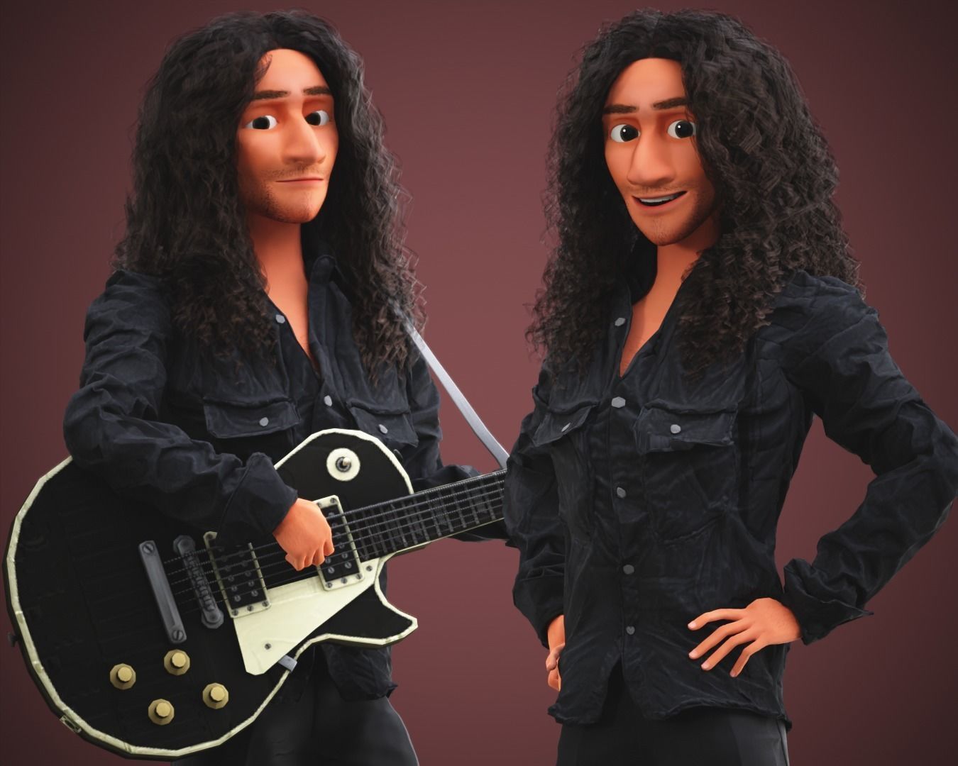 Stylized Cartoon Bruno man character rigged Low-poly 3D model_1