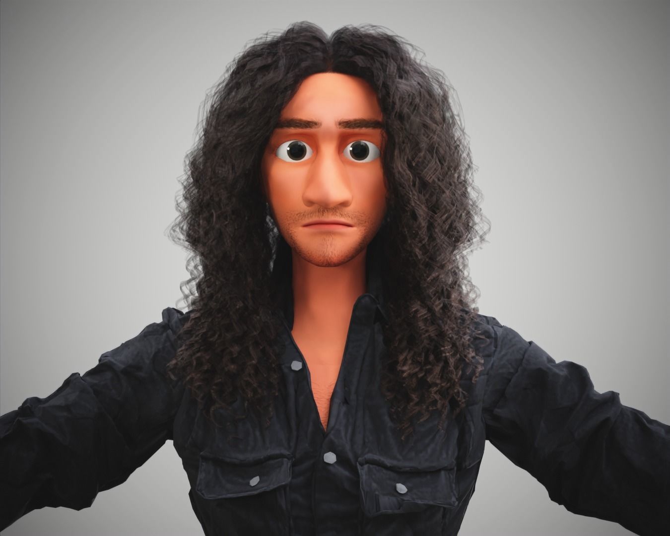 Stylized Cartoon Bruno man character rigged Low-poly 3D model_12