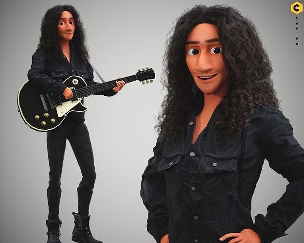 Stylized Cartoon Bruno man character rigged Low-poly 3D model