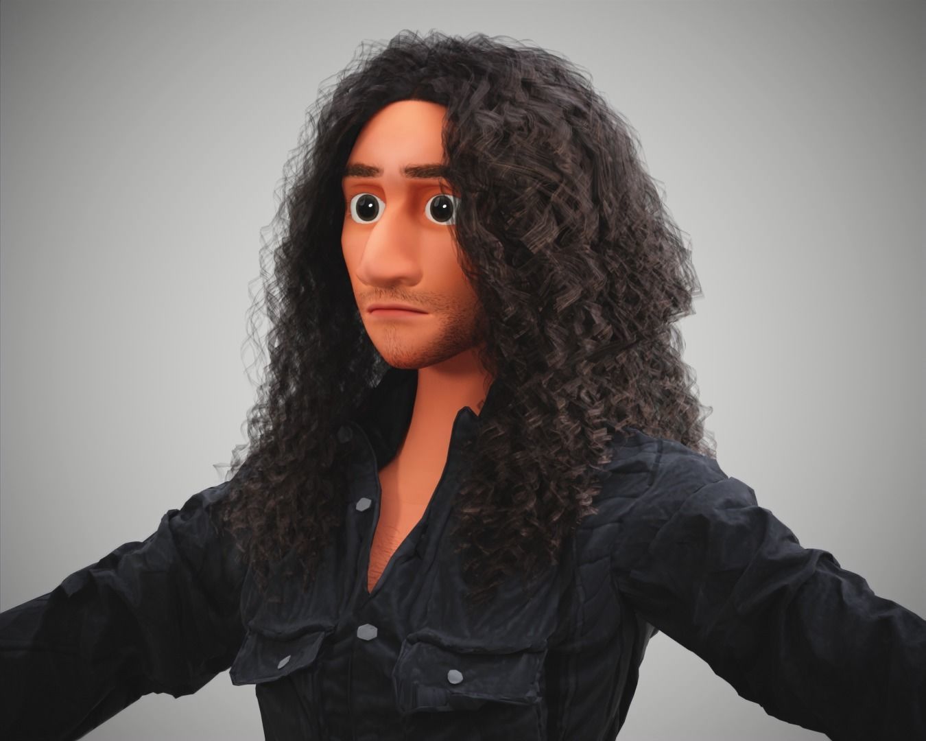 Stylized Cartoon Bruno man character rigged Low-poly 3D model_13