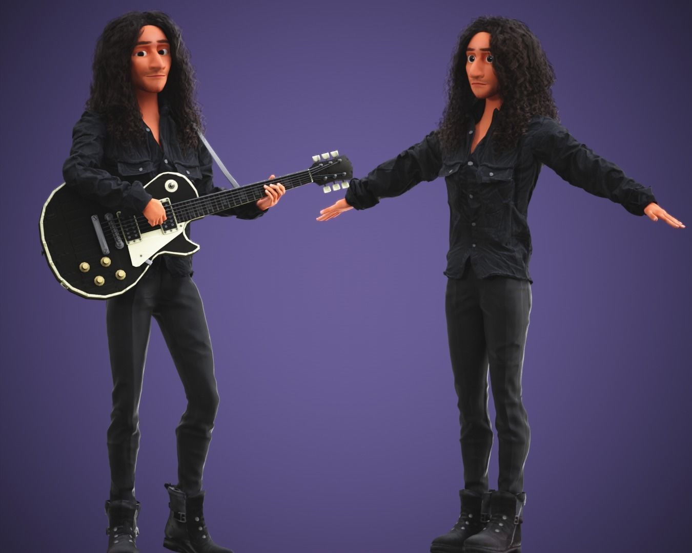 Stylized Cartoon Bruno man character rigged Low-poly 3D model_6