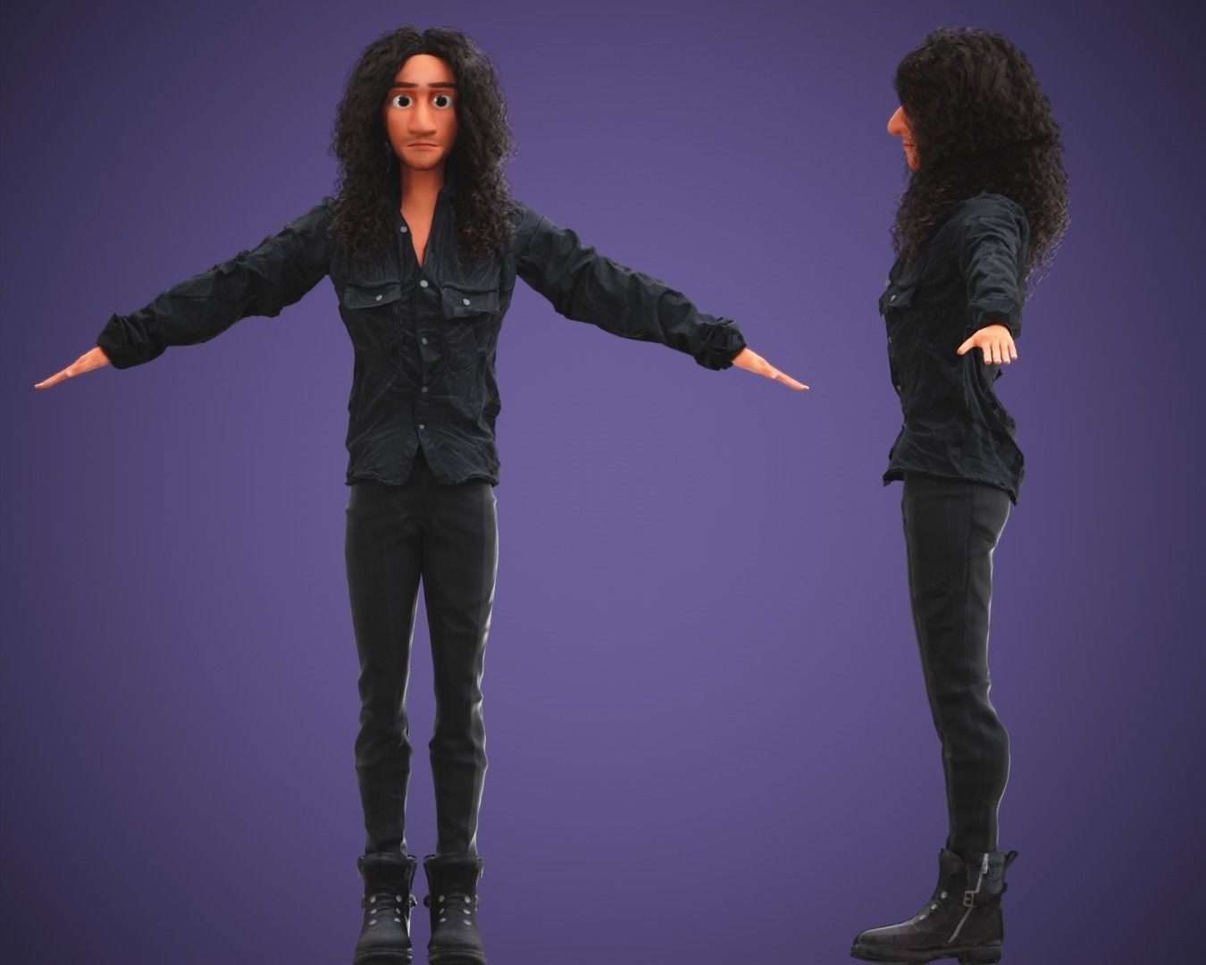 Stylized Cartoon Bruno man character rigged Low-poly 3D model_5