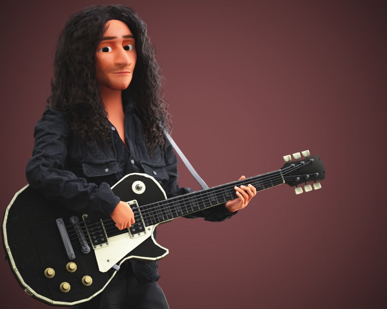 Stylized Cartoon Bruno man character rigged Low-poly 3D model_7