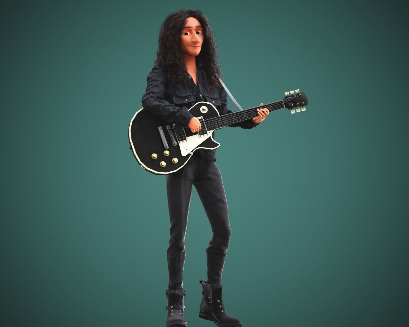 Stylized Cartoon Bruno man character rigged Low-poly 3D model_4