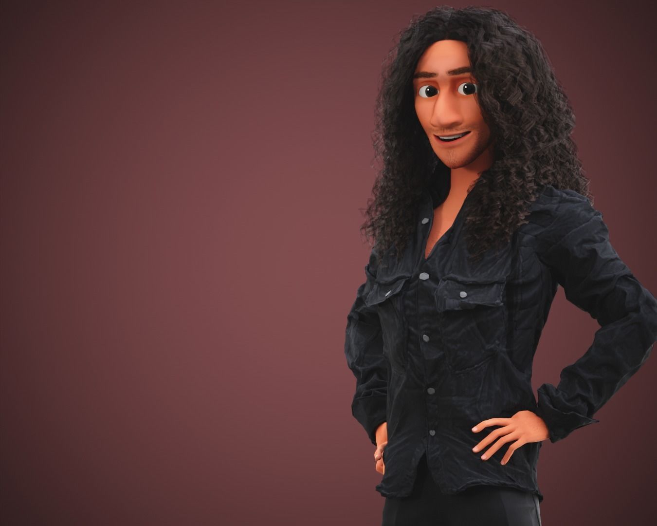 Stylized Cartoon Bruno man character rigged Low-poly 3D model_8