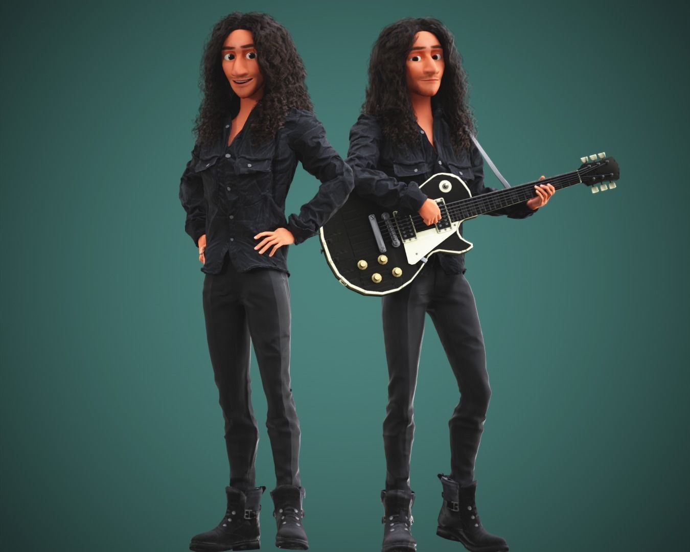 Stylized Cartoon Bruno man character rigged Low-poly 3D model_3