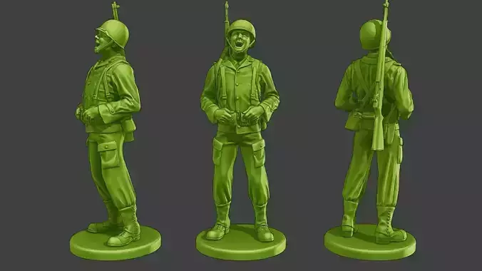 American soldier ww2 laugh 3 A15 3D print model